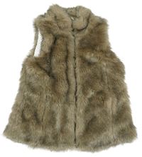 Hnedo-béžová kožušinová podšitá vesta Zara