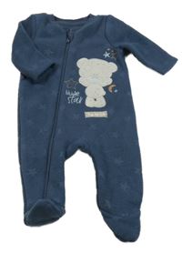 Tmavomodrý fleecový overal s medvědem 
