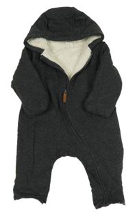Tmavosivá zateplená tepláková kombinéza s kapucňou H&M