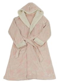 Svetloružový trblietavý chlpatý župan s kapucňou George