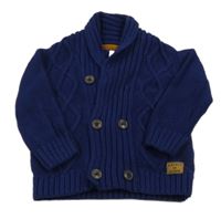 Tmavomodrý vzorovaný propínací svetr Esprit