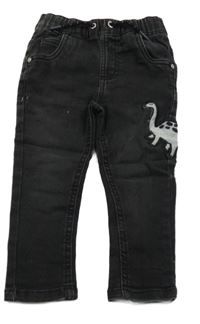 Černé skinny rifle s dinosaury dunnes