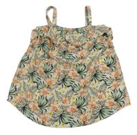 Smetnaovo-farebný kvetovaný ľahký top s volánikom Name it