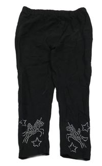 Čierne crop legíny s jednorožci z kamínků