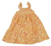 Oranžovo-ružové kvetované ľahké šaty Matalan