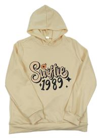 Smotanová mikina s nápisom a kapucňou
