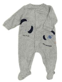 Šedý žebrovaný sametový overal se zvířátky 