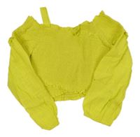 Žlté ľahké žabičkované crop tričko Zara