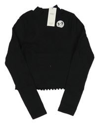 Nové - čierne rebrované crop tričko M&S