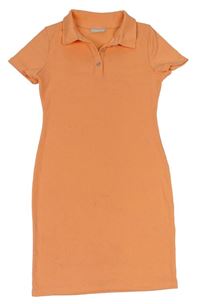 Oranžové rebrované elastické polo šaty Matalan
