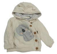 Biely podšitý prepínaci sveter s koalou a kapucňou Mothercare