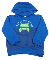 Modrá mikina s autom a nápismi a kapucňou Topolino