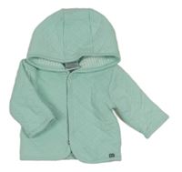 Mintová prošívaná zateplená propínací mikina s kapucí 