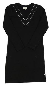 Čierne elastické šaty s plíšky