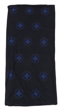 Tmavomodrý zateplený vzorovaný multifunkční nákrčník 