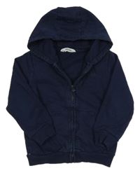 Tmavomodrá prepínaci mikina s dinem a kapucňou