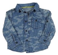 Modrá army košeľová rifľová bunda