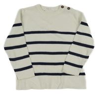 Bielo-tmavomodrý pruhovaný sveter