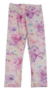 Světlerůžové vzorované legíny s květy Next