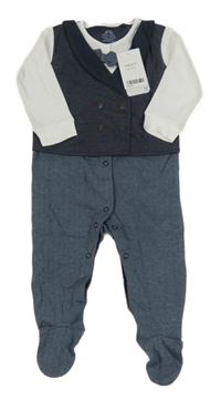 Nové - Bílo-tmavomodrý overal s vestou a motýlkem Next