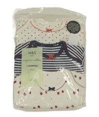 Nové - 3set - 3x Tmavomodro-bílo-červený vzorovaný kraťasový overal M&S