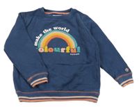 Tmavomodrá mikina s nápismi a dúhou Fat Face