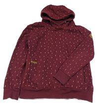 Vínová mikina so srdiečkami a kapucňou Yigga