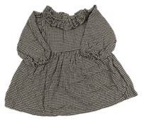 Čierno-béžové vzorované úpletové šaty s golierikom Next