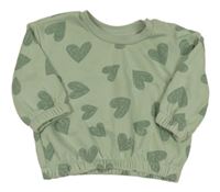 Zelená mikina so srdiečkami Primark