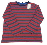 Nové - Vínovo-modro-sivé pruhované tričko Pep&Co