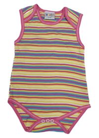 Růžovo-žluto-modro-bílé pruhované body 