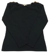 Černé triko s mašlemi na ramenou Burberry