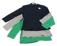 Nové - 3set - 3x triko - tmavomodré + šedé + zelené Jeff&CO