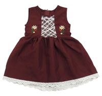 Vínovo-biele šaty s kvetmi