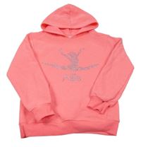 Neónově ružová mikina s baletkou a kapucňou