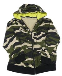 Kaki-čierno-béžová army prepínaci mikina s kapucňou