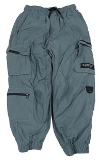 Šedé šusťákové podšité cargo cuff kalhoty Next