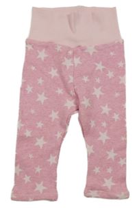 Ružové úpletové tepláky s hviezdami