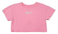 Neonově růžový crop top s nápisem Primark
