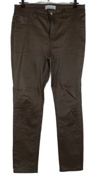 Dámske hnedé potiahnuté é skinny nohavice Primark