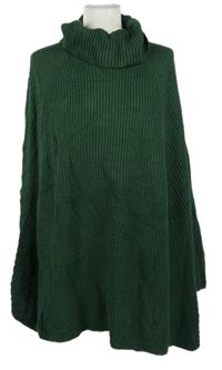 Dámské tmavozelené svetrové pončo s rolákem Shein 