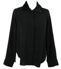 Dámská černá halenka se sametovým límečkem Zara