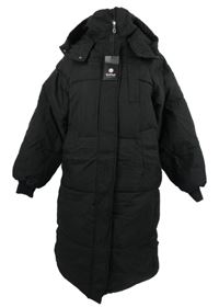 Nové - Dámský černý šusťákový zimní kabát s kapucí Get Mod 