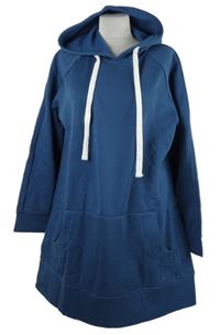 Dámské tmavomodré teplákové šaty s kapucí 