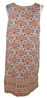 Nové - Dámske oranžovo-modro-biele vzorované šaty New Look