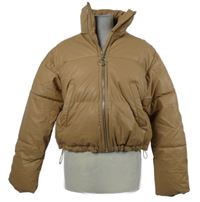 Dámská béžová koženková crop zateplená bunda 