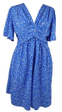 Dámské safírovo-bílé kytičkované šaty Shein 