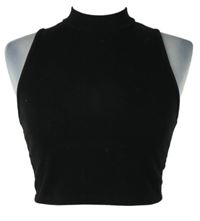 Dámsky čierny rebrovaný crop top Shein
