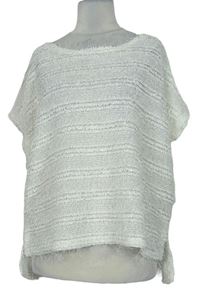 Dámska biela vzorovaná chlpatá svetrová vesta H&M