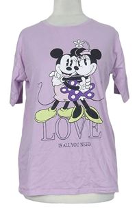 Dámske lila tričko s Mickeym a Minnie zn. Disney